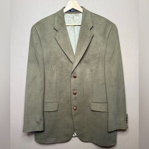 Chaps by Ralph Lauren Vintage Green Faux Suede Suit Coat Blazer Men's Size 42L